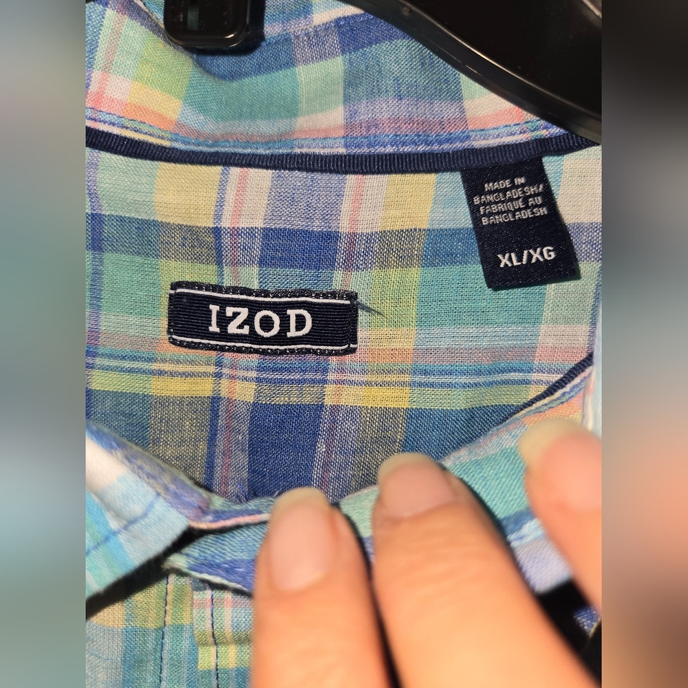 Men's Izod Pastel Colors Plaid Button Up Shirt Size XL - Picture 3 of 6